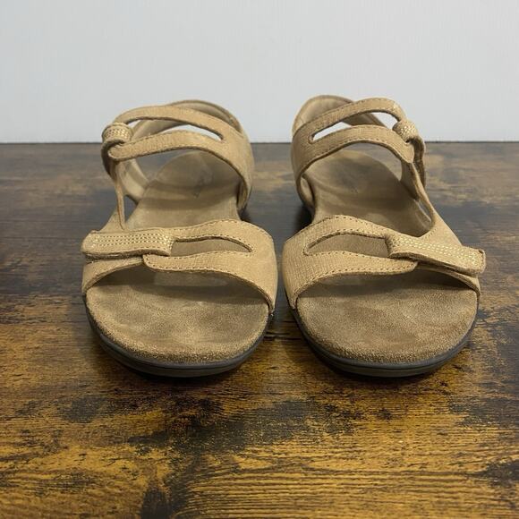 Trotters Katarina Sandals Womens Sz 7.5M Tan Leather Strappy Slingback Hook Loop - Picture 4 of 11